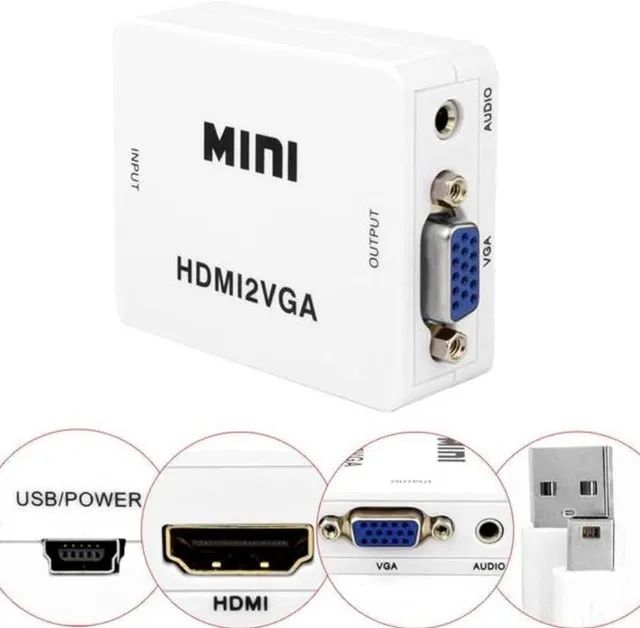 Mini Conversor Adaptador HDMI para VGA + Áudio - Foto 2