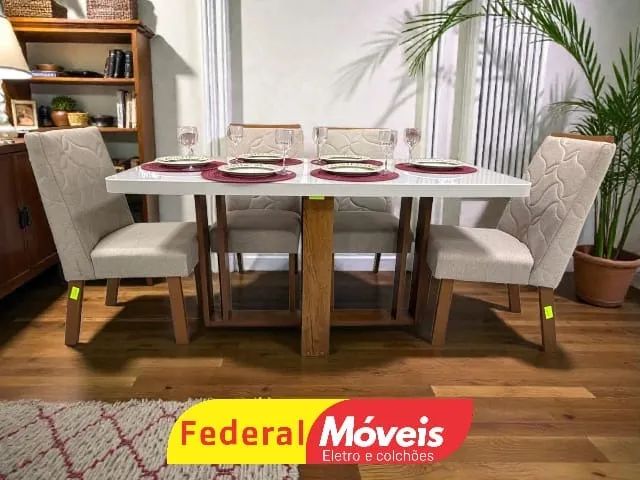 Mesa de Jantar 1,80x90cm c/ 6 Cadeiras CAMPEAO EM VENDAS