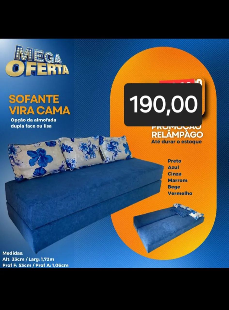 Sofá Cama Slim - 3 Lugares - Novo - Foto 2