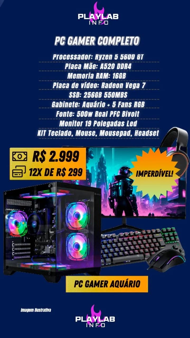 PC Gamer Completo Ryzen 5 5600GT (Novo) - Foto 2