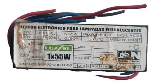 Reator Eletrônico Lâmpada Fluorescente 1x55w 127-220v Luxxel