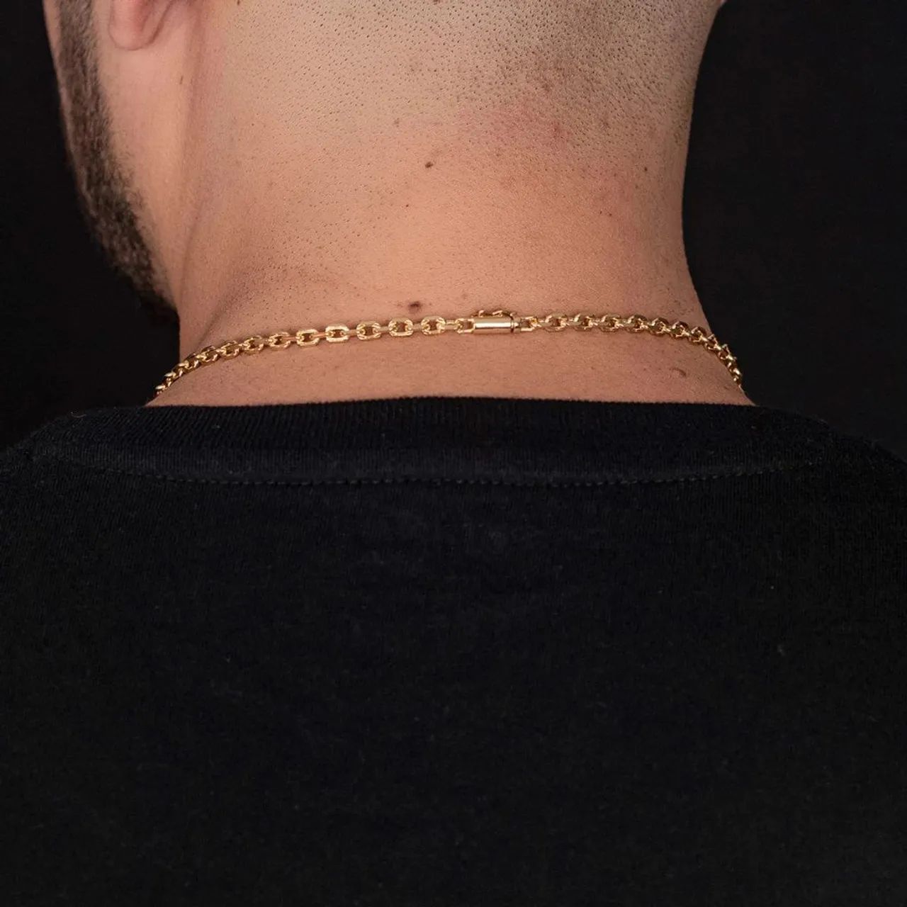 Corrente de masculina cordão Carrier cadeado 4,5 mm banhada a ouro 18 k.