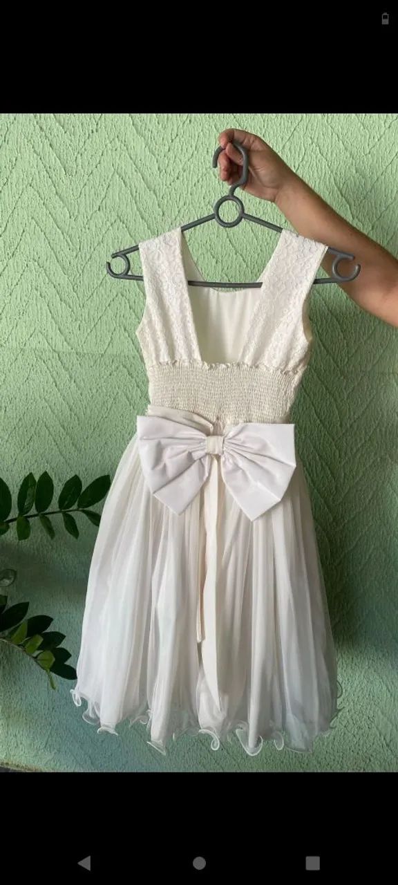 Vestido de renda off  white  para menina - Foto 3