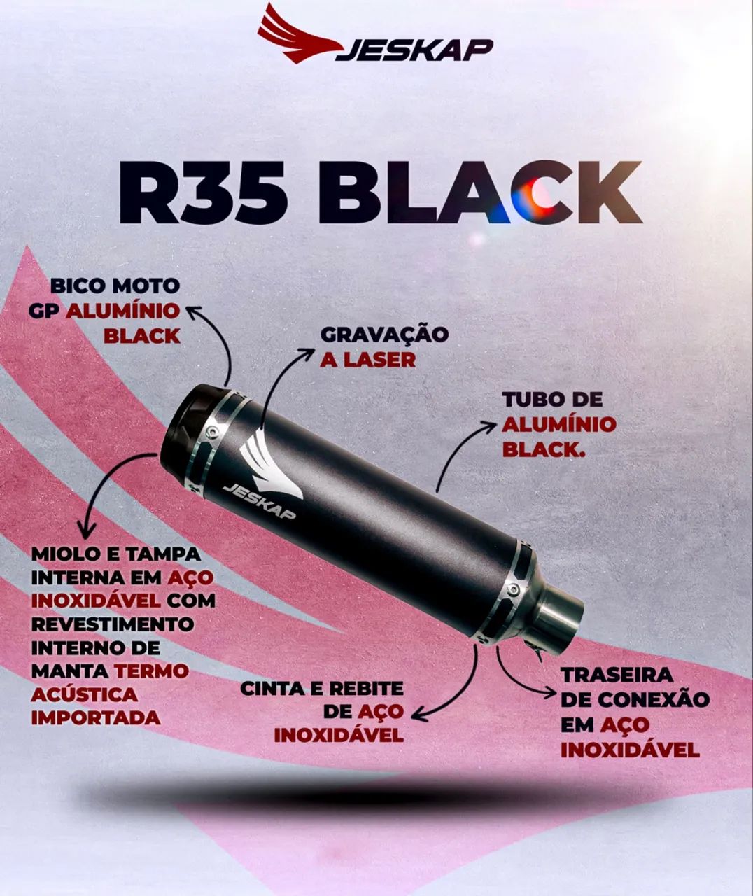 Escapamento Jeskap R35 Para Cb/cbr 500 F/r/x K4 Black - Foto 5