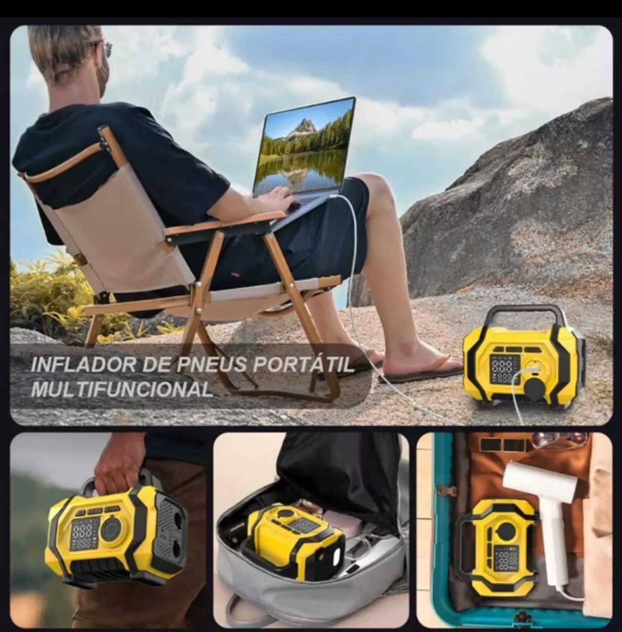 Auxiliar Partida Bateria Compressor Ar Emergência Portátil Com Soprador Com Compressor . - Foto 5