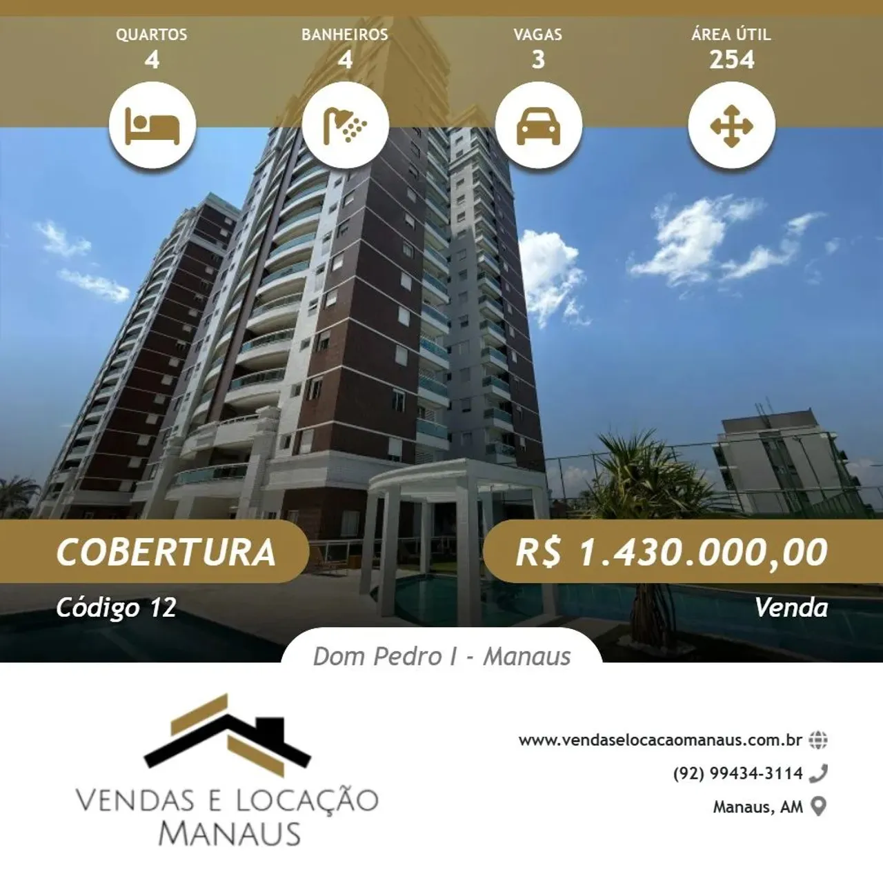 Venda valor R$ 1.430.000,00 Cobertura Duplex Residencial Ocean Park - Dom Pedro Jacira Rei