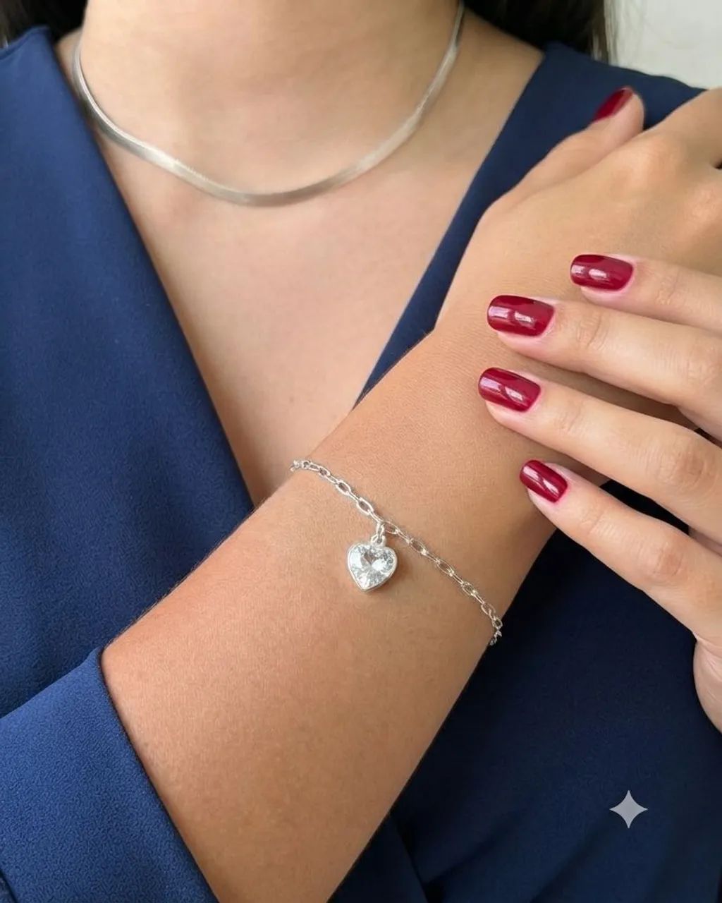 Pulseira pingente de coração - Joia em prata 925