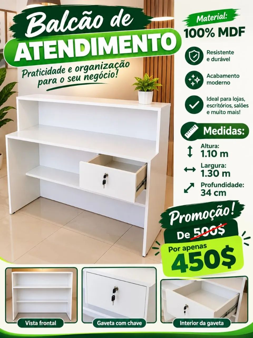 Balcão de Recepção Caixa de atendimento  - Foto 3