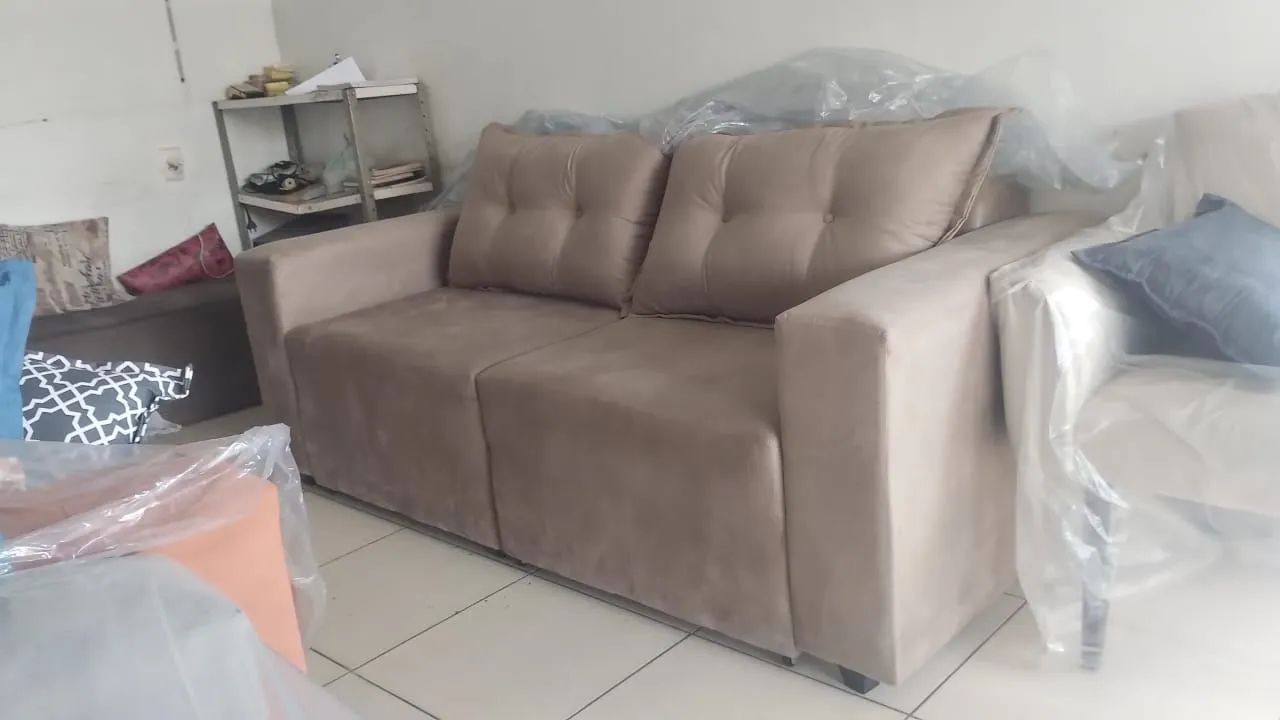 Sof á retrátil 2m tecido Suede  - Foto 2
