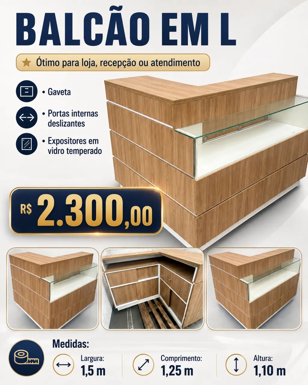 Balcão expositor em MDF