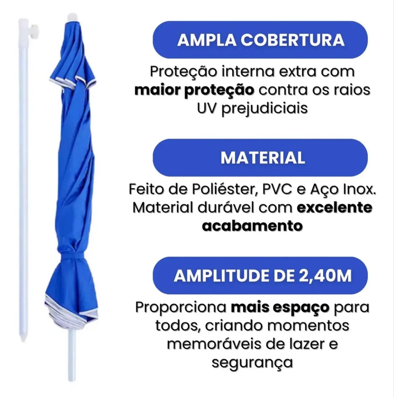 Guarda sol praia cor azul 