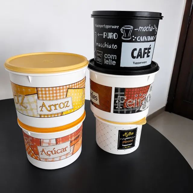 Kit com 5 Potes Tupperware para Mantimentos - Ótimo Estado