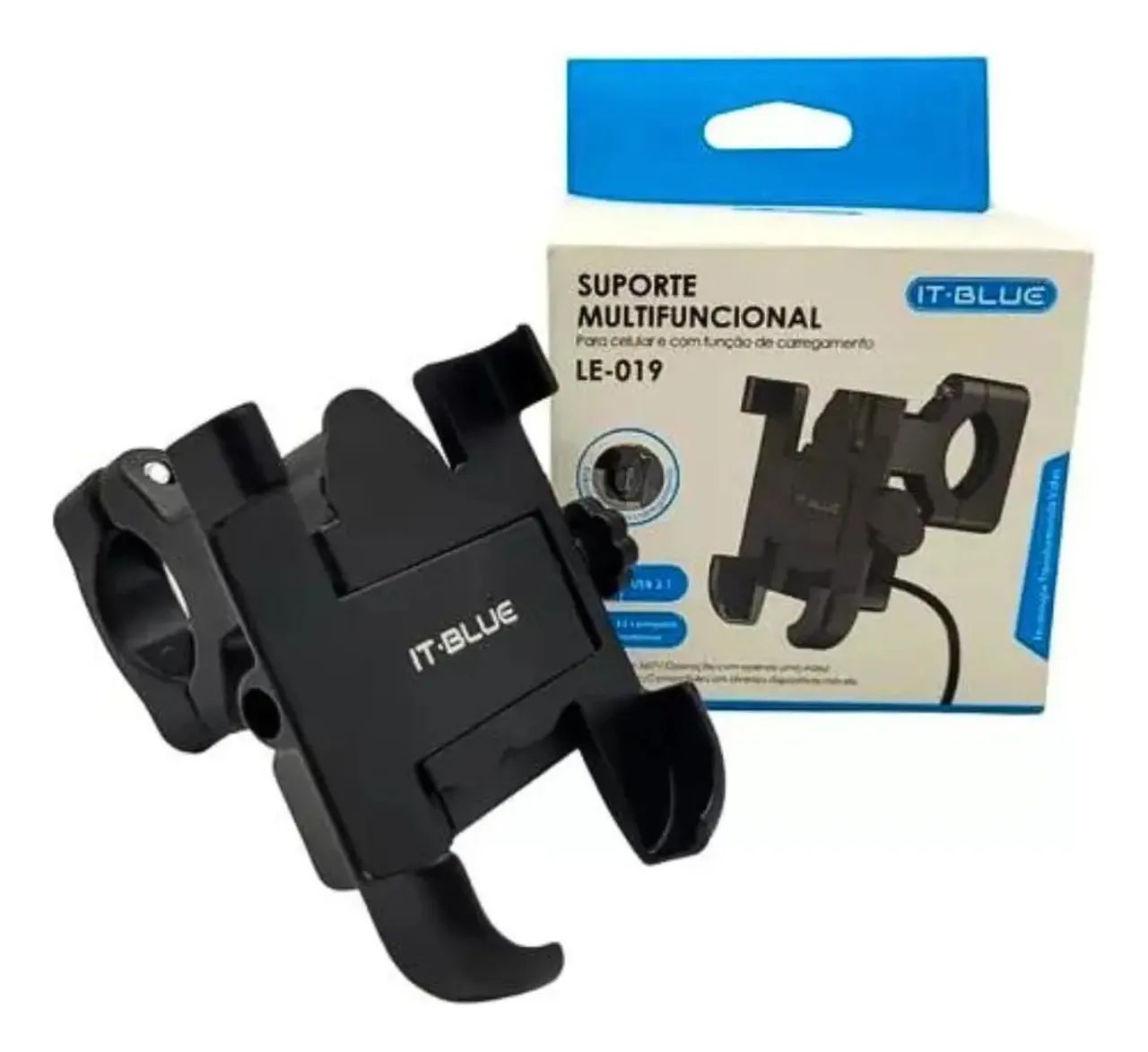 Suporte De Celular Moto Com Carregador Usb Trava Guidão