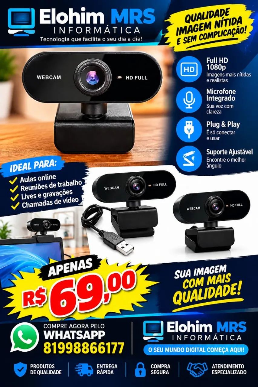 Webcam Full HD 1080p Usb