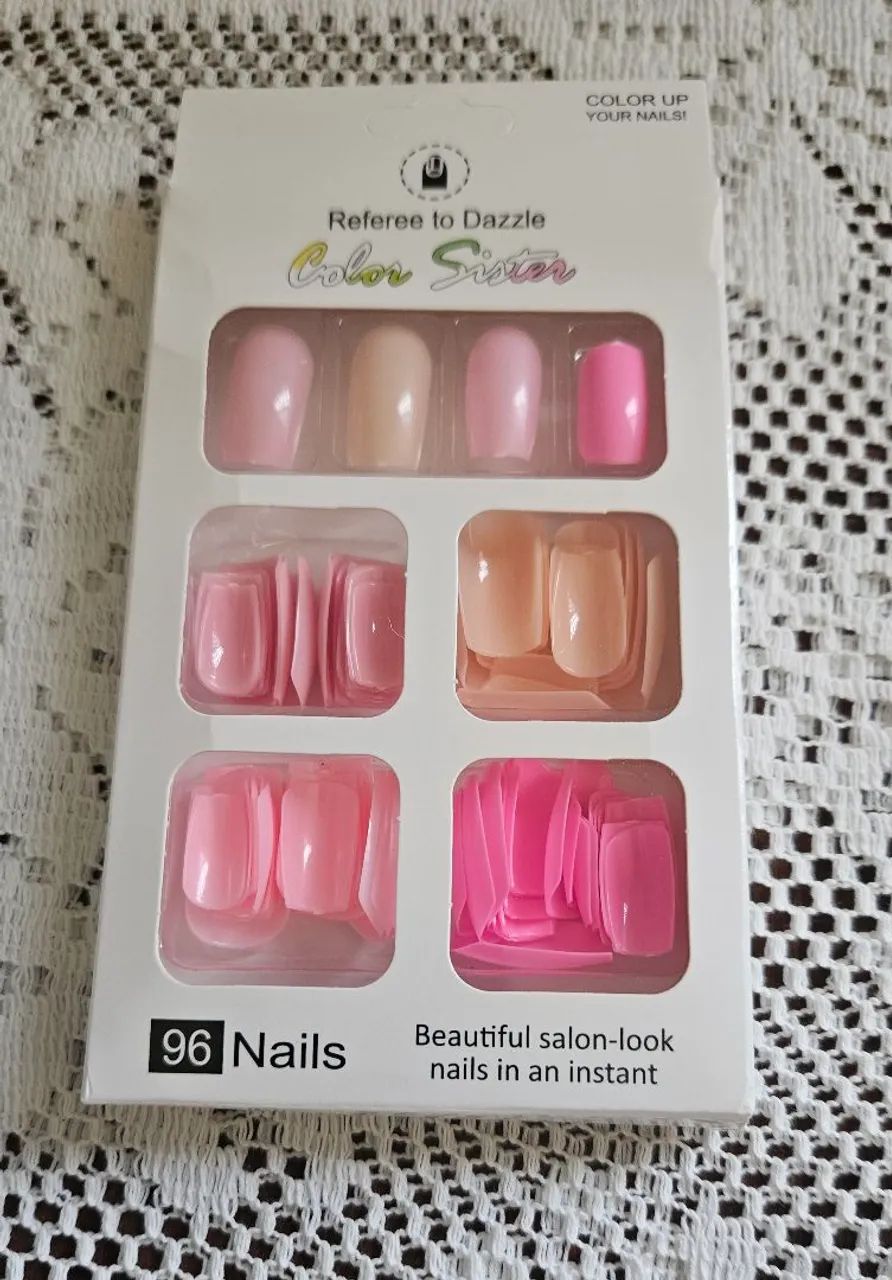 Kit 96 unhas postiças em 4 tons de rosa - Foto 4