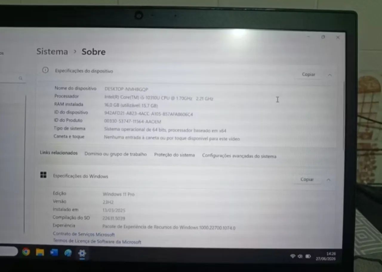 Notebook Lenovo ThinkPad e14, i5 10°, 8gb ram, SSD 246gb - Foto 5