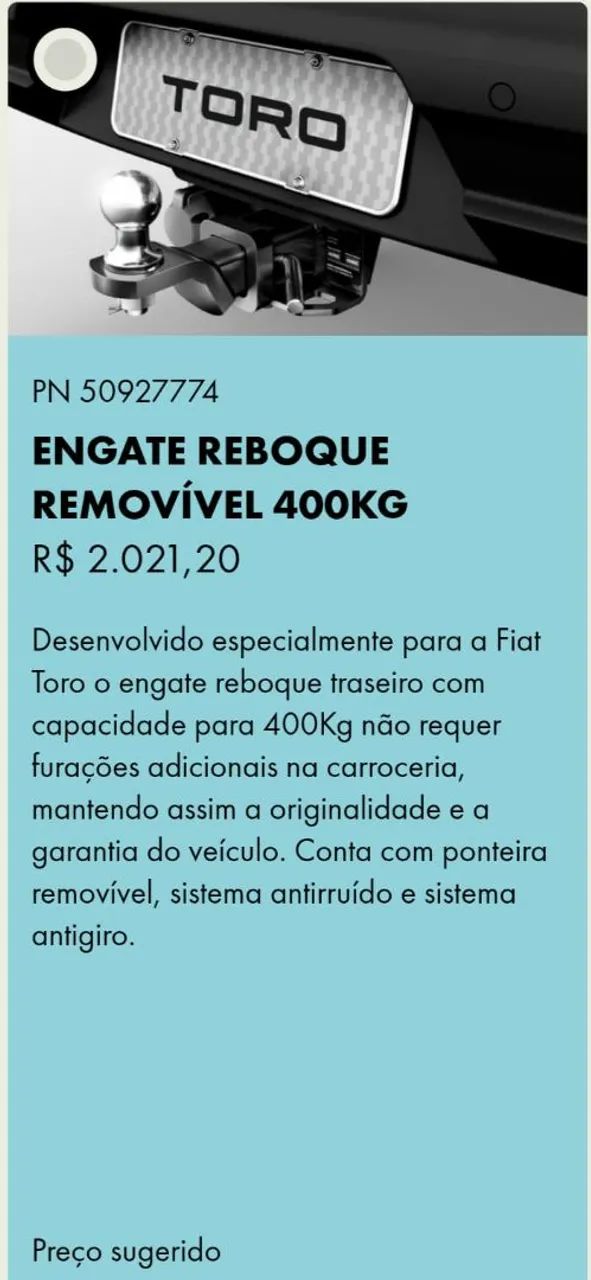 Engate Carretinha Fiat Toro  - Foto 4