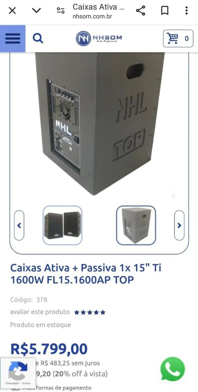 1 CAIXA ATIVA E 1 PASSIVA DE 15 POLEGADAS DA NHL 1,600 RMS - Foto 2