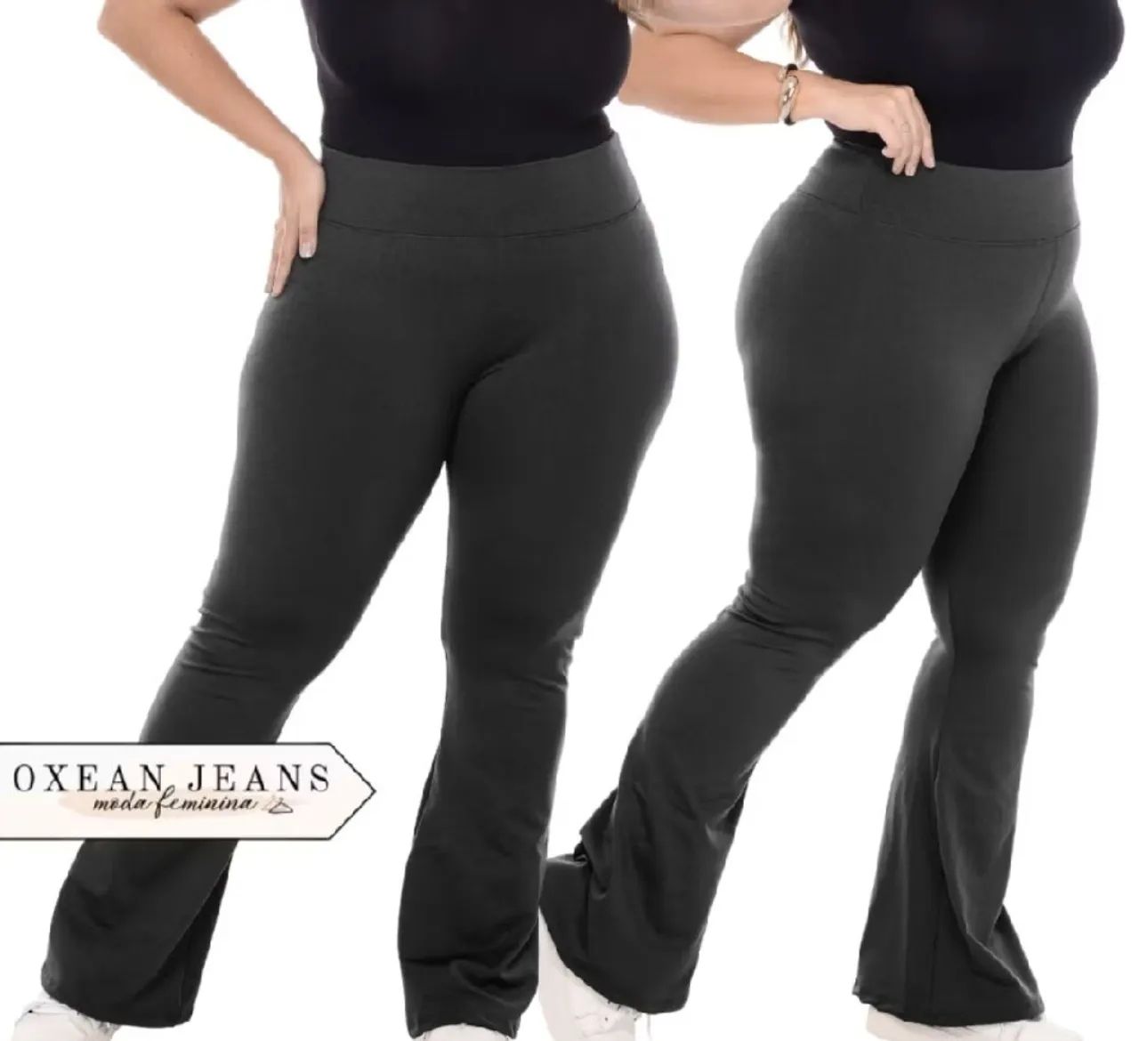 calça legging flare peluciada