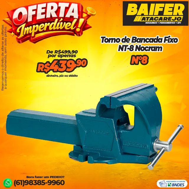 Torno de Bancada Fixo NT-8 Nocram