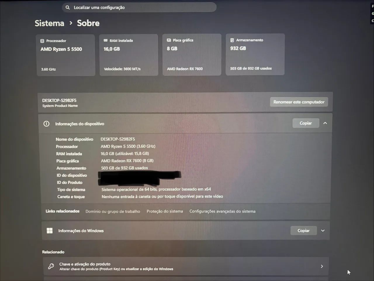 Pc gamer Ryzen 5 5500 + rx7600  - Foto 3