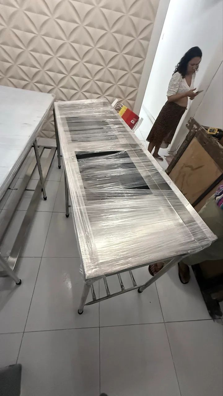 Pia de inox duas cubas 