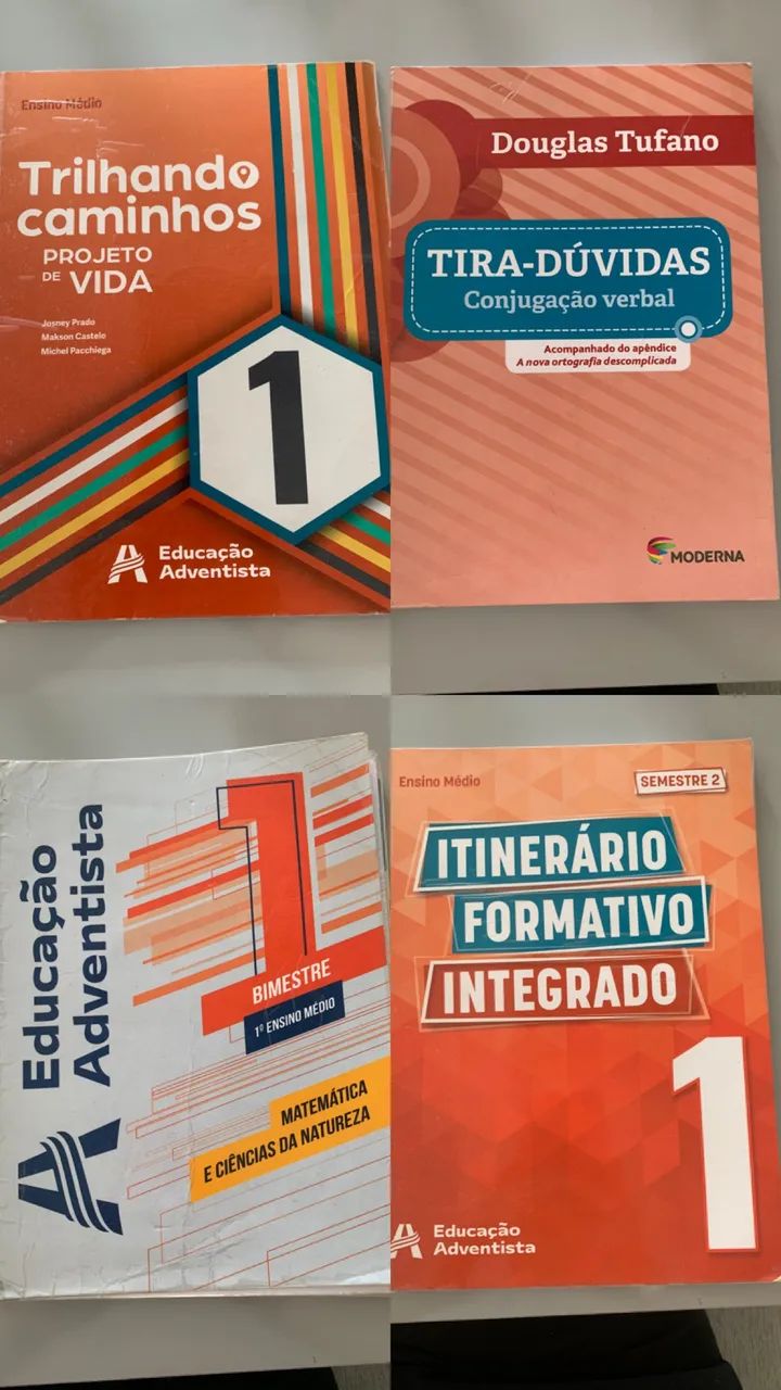 Livros do 1º ano do ensino médio, colégio adventista 