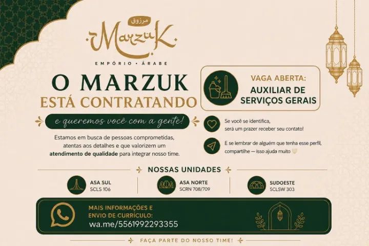 VAGA - AUXILIAR DE SERVIÇOS GERAIS (LIMPEZA)