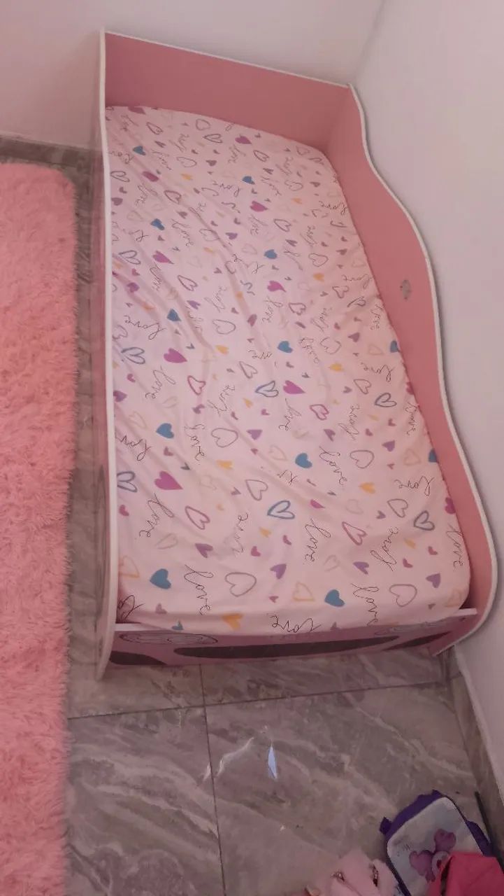 Cama Infantil com Colchão Ortobom (Carro da Babi) - Rosa - Foto 3