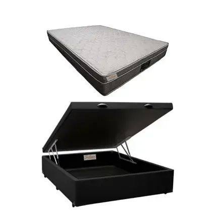 Colchão Casal Riviera + Base Baú Casal Preto Ébano