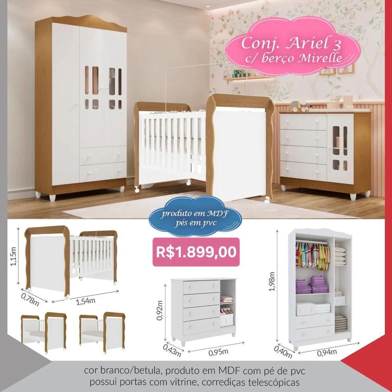 Quarto de bebê conjunto em MDF 