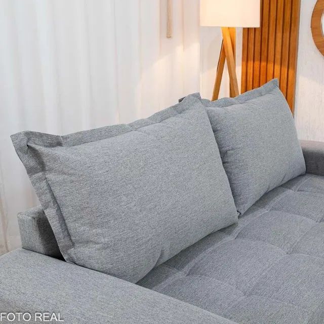 Sofá 8100 3 lugares 2.00mt  Linho Cinza  - Foto 4