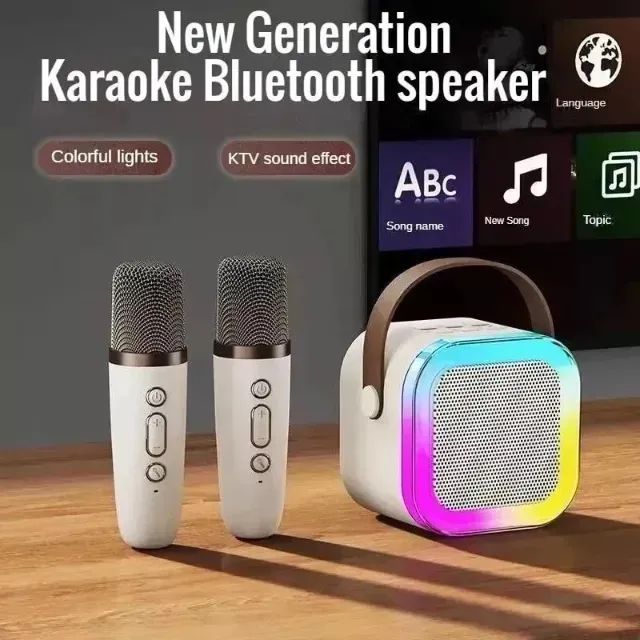 Caixa De Som K12 Bluetooth Com 2 Microfones E Luzes Led - Foto 2