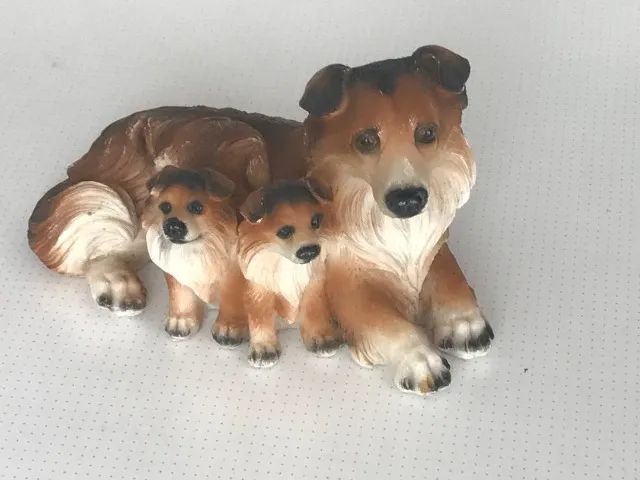 Estatueta Em Resina Cachorro Collie (família) - Foto 3