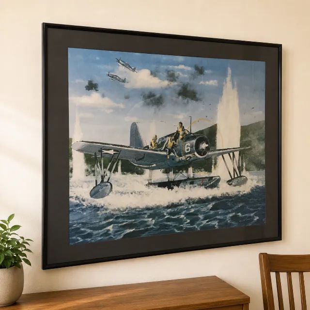 2 quadros de aviação militar B-29 e Kingfisher com moldura - Foto 4