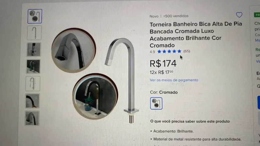 TORNEIRA de PIA de BANHEIRO, BICA ALTA, CROMADA - Foto 3