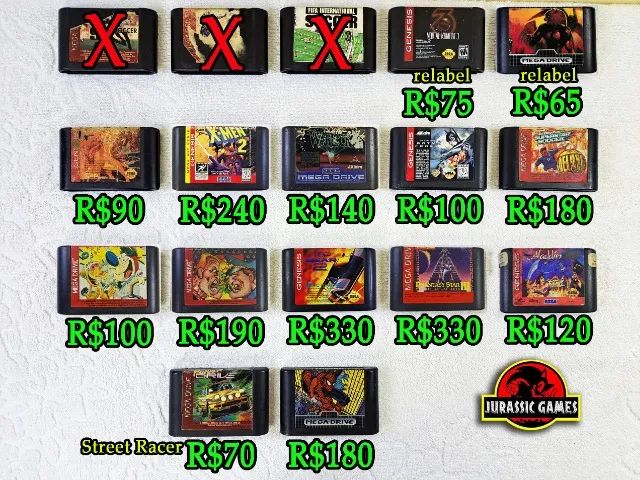 Jogos Mega Drive Originais. Top Gear 2, Truxton, Batman, Taz Mania, Jurassic Park, X-Men 2 - Foto 2