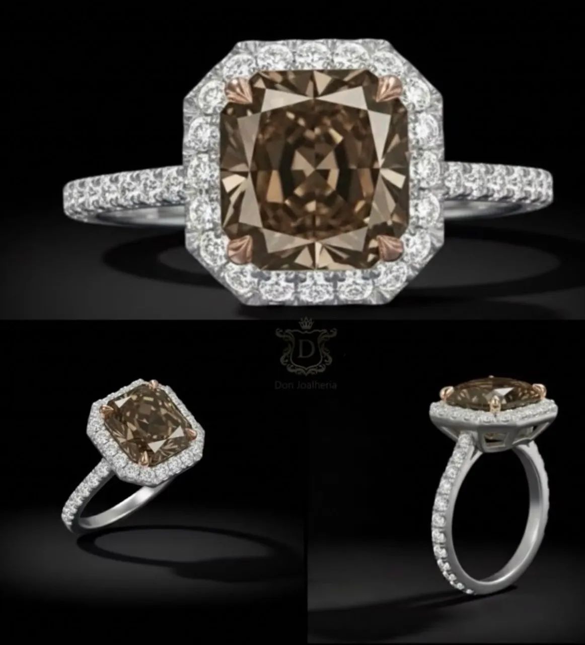 Solitário Brown Cushion 3,29 CT