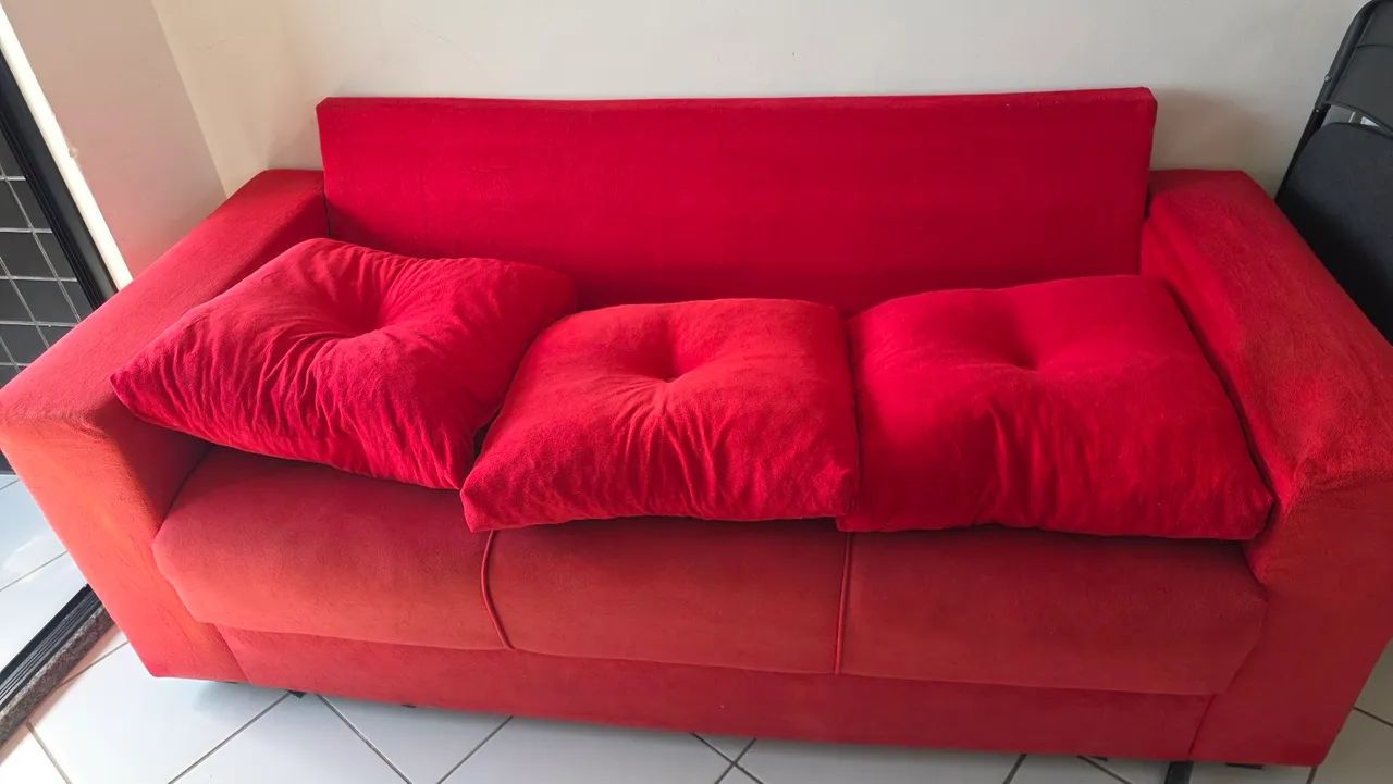 SOFÁ 3 LUGARES VERMELHO - Foto 2