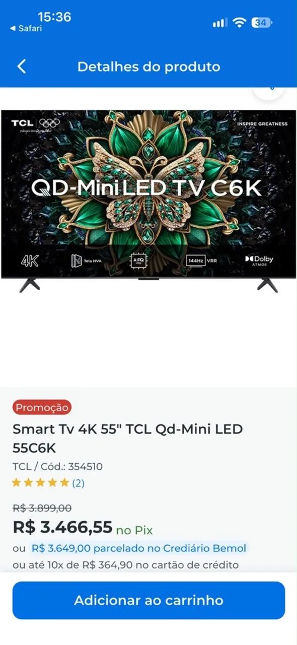 Vendo Tv Smart TCL 55 polegadas 4K - Foto 3