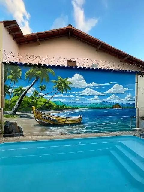 Pintura em parede, arte mural para comércio ou decoração