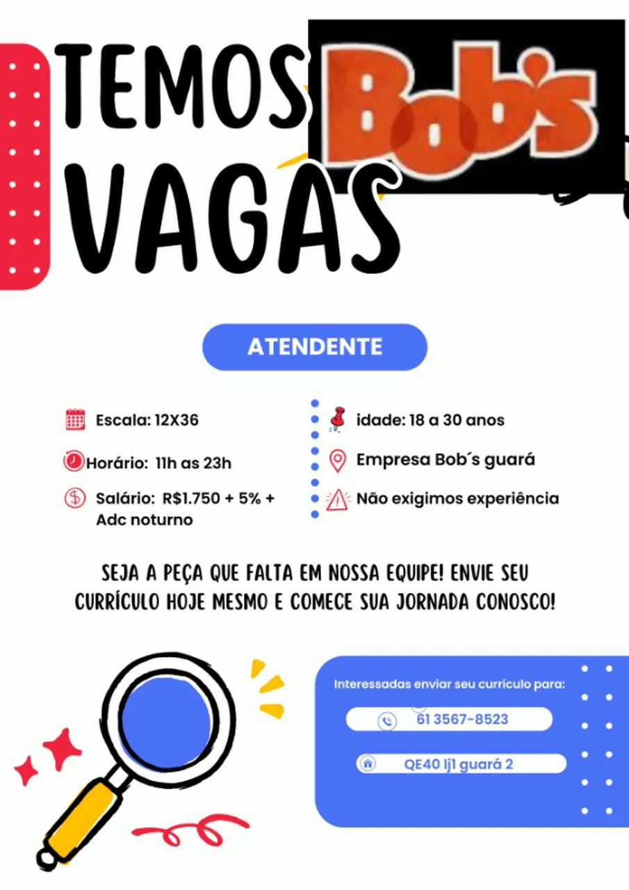 ATENDENTE COM OU SEM EXPERIÊNCIA