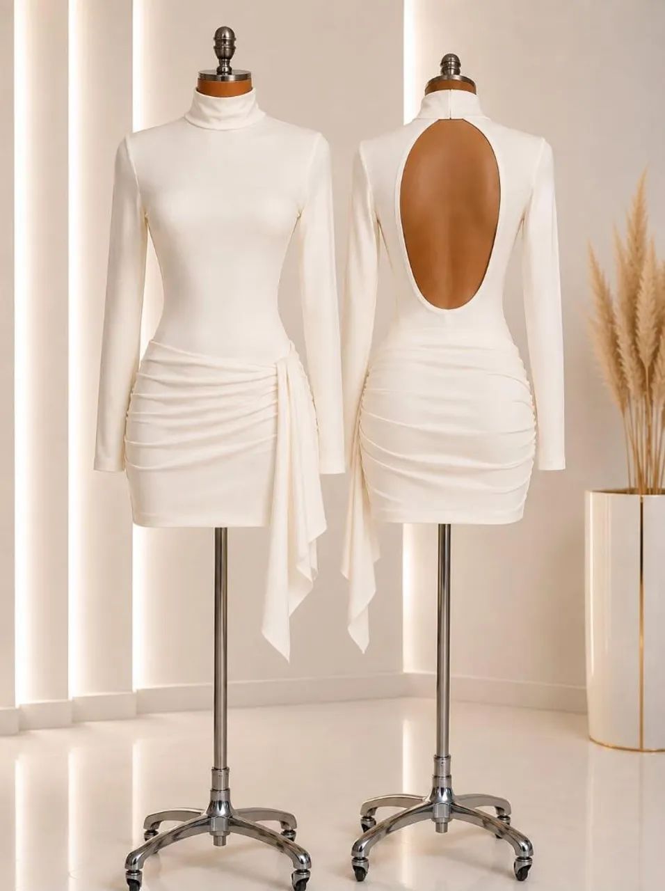 CONJUNTO FEMININO BRANCO | BLUSA + SAIA DRAPEADA