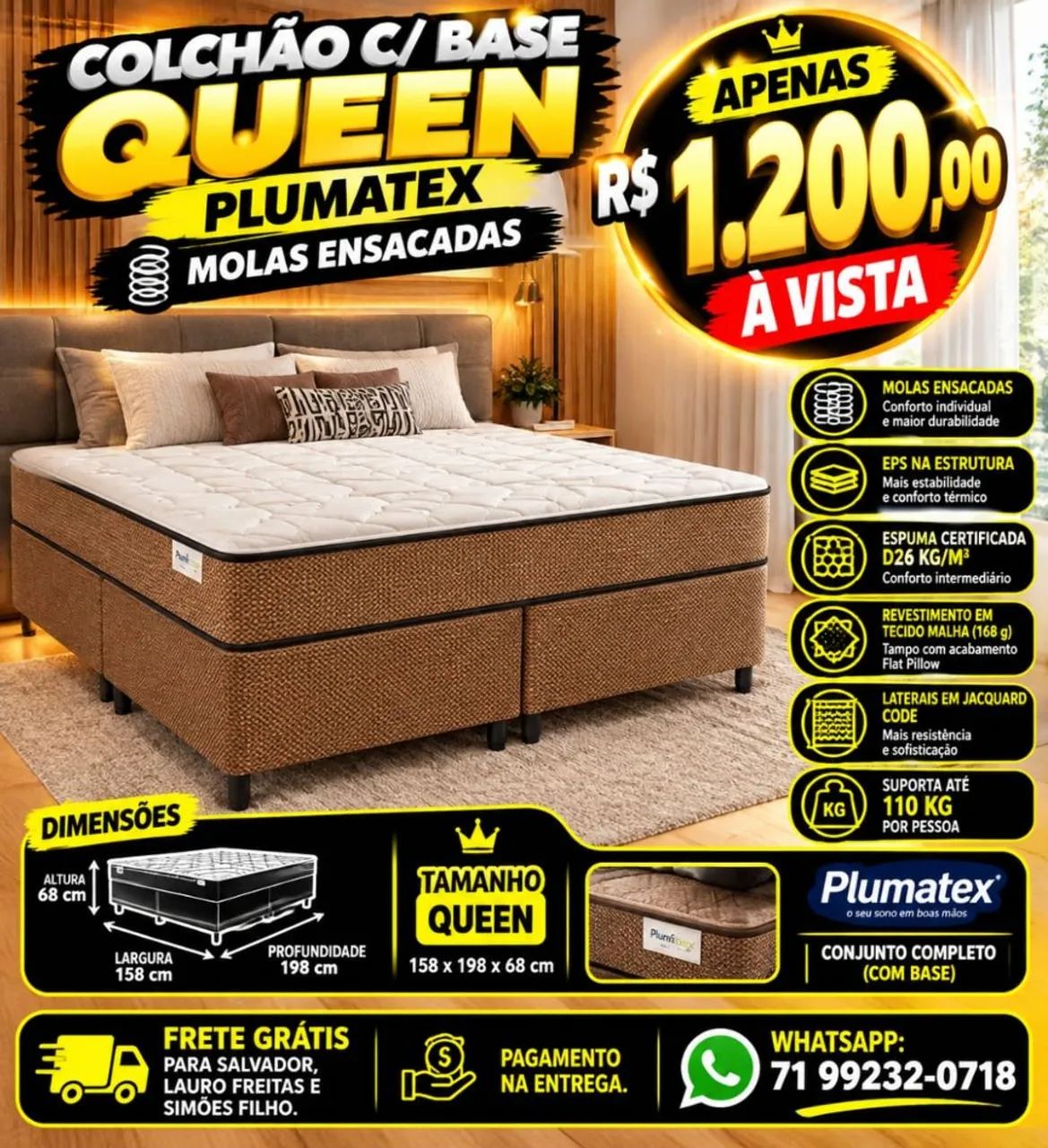 COLCHÃO COM BASE QUEEN 