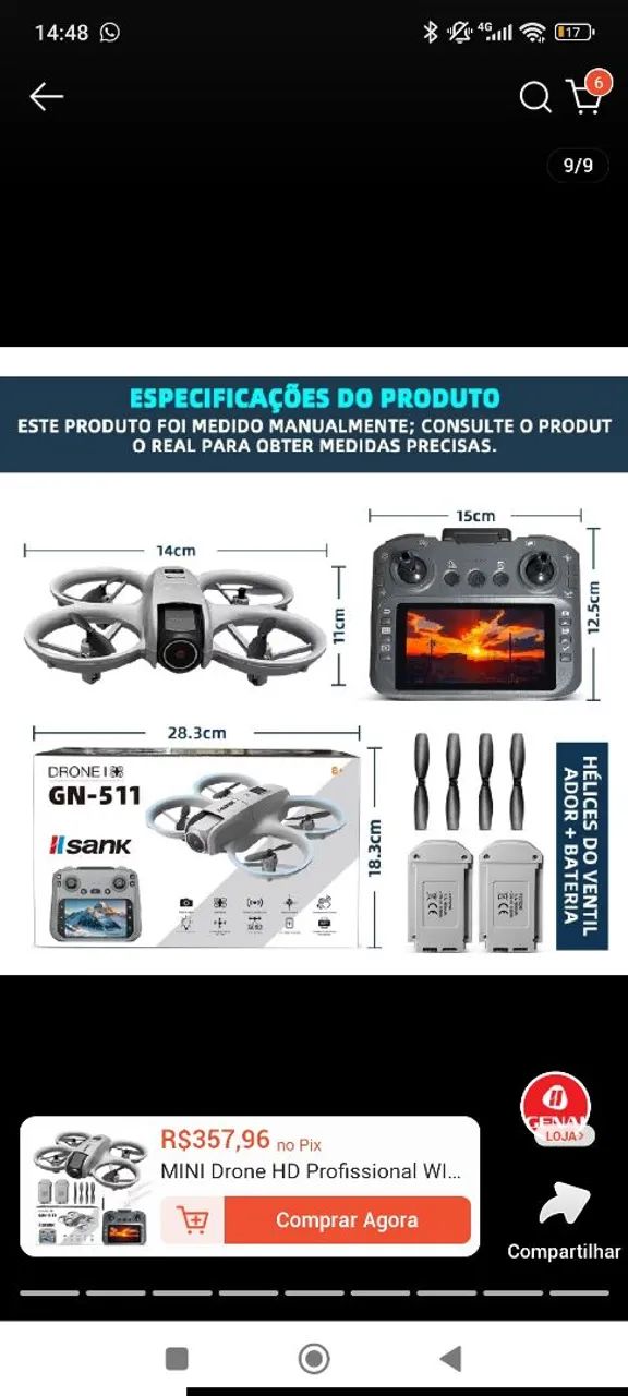 Drone com câmera 4k e sensor anti obstáculo - Foto 5