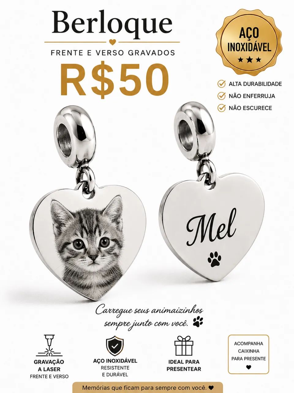 Berloque pet personalizado 