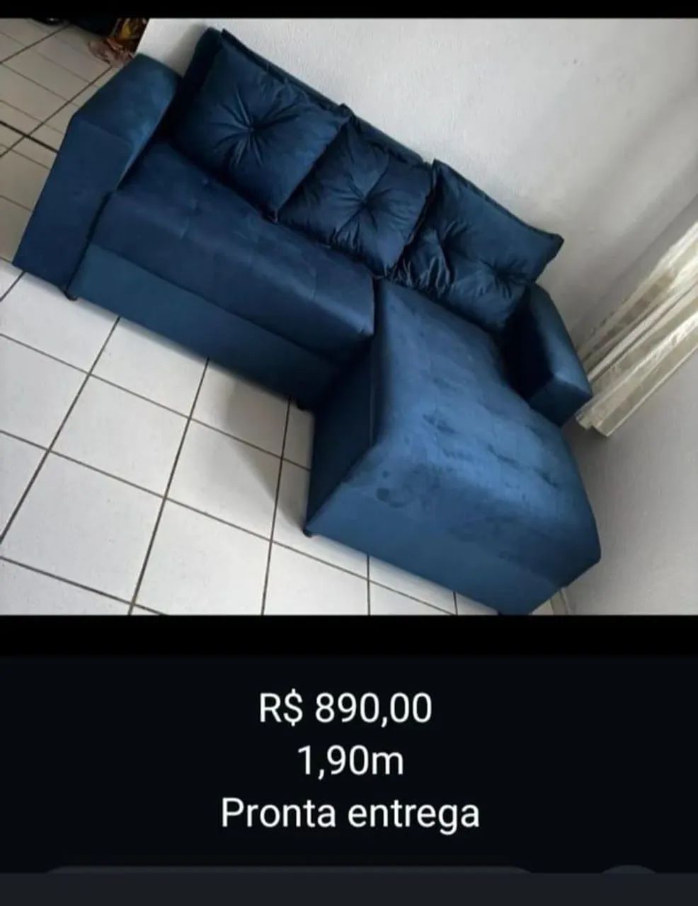 Sofá,medida 1,90m,preço R$889,pronta entrega,contato * - Foto 2