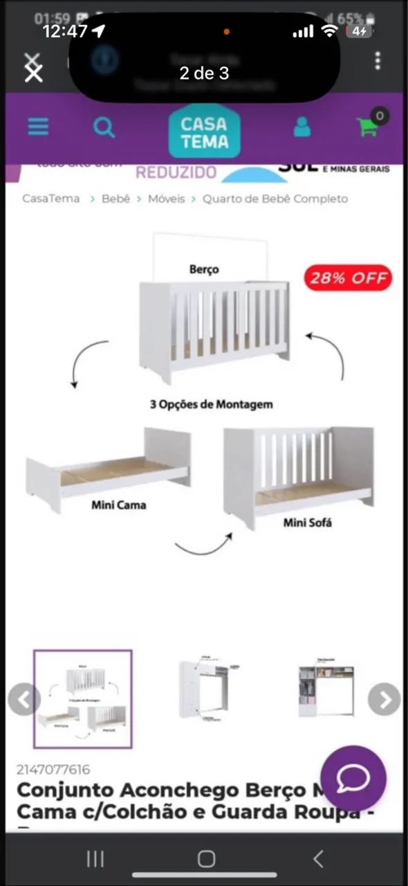 Armário com cama que vira berço e sofá  - Foto 2