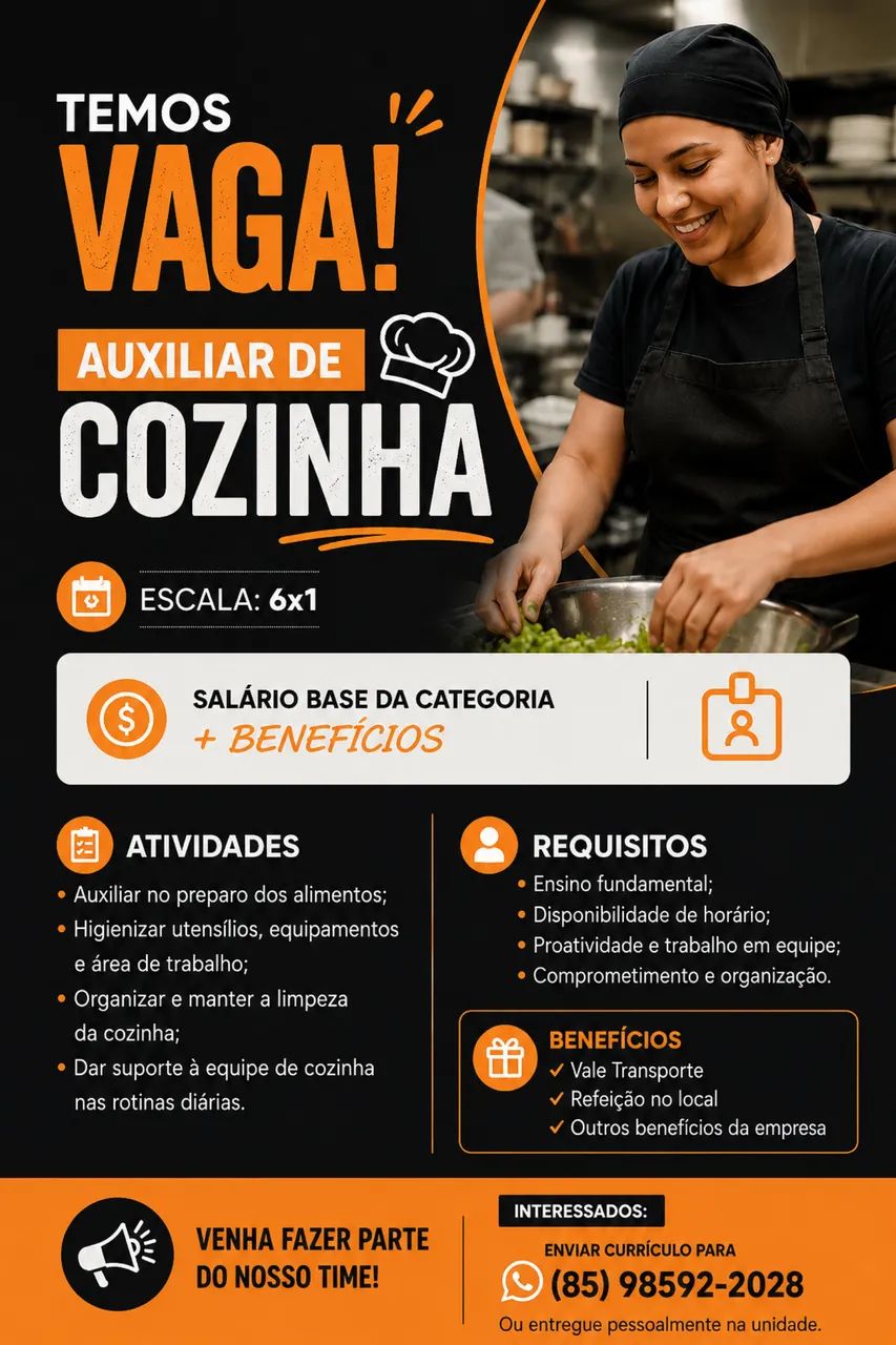 Vaga para auxiliar de cozinha 