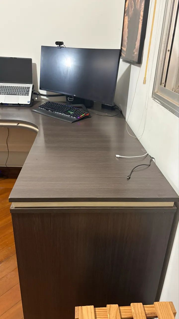 Mesa Escritório de Madeira em L - Foto 2